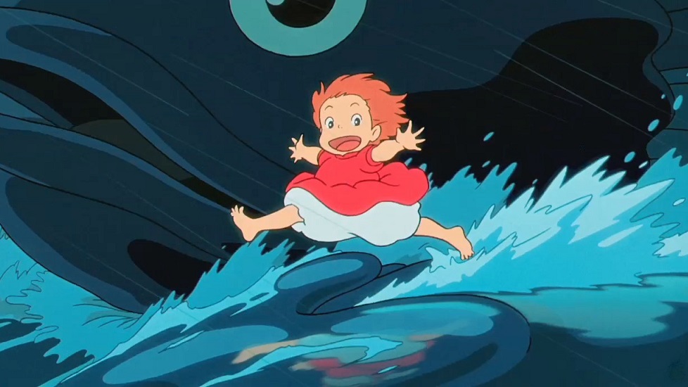 curiosità sullo Studio Ghibli: dettagli dell'acqua in Ponyo sulla scogliera, che è stata disegnata a mano da Miyazaki