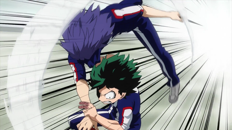 Hitoshi Shinso vs Izuku Midoriya durante il torneo della UA: uno scontro più mentale che fisico